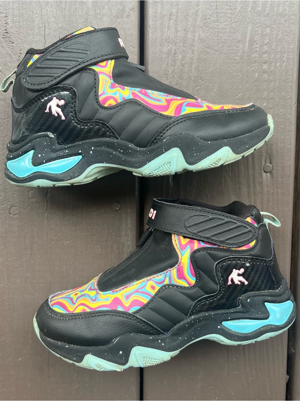 AND1 Boys Basketball Shoes Athletic Sneakers Size 13 High Top Multicolor Swirl